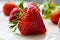 Single Juicy Strawberry with blurred background