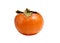 Single kaki isolated on white.Ripe orange tropical persimmon fruit on white.