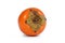 Single Kaki Persimmon fruit on white background