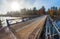 Single lane steel and timber bridge over Corry Lake.