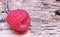 Single Large Raspberry Macro on wooden background