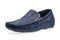 Single leather blue color male moccasins