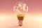 single lightbulb with green soil and clouds renewable clean energy concept 3D Illustration