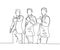 Single line drawing of young happy businessmen wearing suit giving thumbs up gesture. Business owner dealing a teamwork concept.