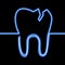 Single line human tooth neon glow vector concept
