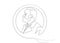 Single line sketch of man with beard. Music literature award, Man Head Profile coin icon. The award of the year, vector sketch