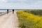 Single man and a young woman on the bike path of Ile de Re