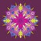 Single Mandala - Abstract Foliage Stars Rainbow Colors