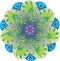 Single Mandala - Foliage Leaves Natural Green and Blue Colors