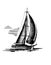 Single-masted sailboat sketch isolated