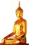 Single meditation buddha statue isolated on white background