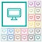 Single monitor flat color icons with quadrant frames