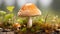 A single mushroom on white background closeup view