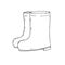 Single object, rubber boots, vector doodle illustration. Footwear for rainy weather.