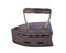 Single old grunge rust iron hot equipment. heat vintage ironing coal domestic housework