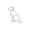 Single one line drawing of adorable labrador retriever dog for logo identity. Purebred dog mascot concept for pedigree friendly
