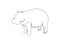 Single one line drawing big cute hippopotamus for company logo identity. Huge wild hippo animal mascot concept for national safari