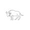 Single one line drawing of dashing wildebeest for foundation logo identity. Strong gnu mascot concept for national zoo icon.