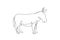 Single one line drawing donkey cute farm animal. Friendly tame animals mascot for livestock. Helping farmers bring agricultural