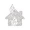 Single one line drawing fire line icon. House building in flames. Insurance symbol from financial security, safety, damage. Swirl