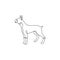 Single one line drawing of gallant boxer dog for security company logo identity. Purebred dog mascot concept for pedigree friendly