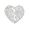 Single one line drawing love shape broken in two. Emoji of heartbreak, broken heart, divorce icon or symbol. Swirl curl style