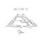 Single one line drawing Pyramid. Beauty historical iconic place in Giza, Egypt. Tourism and travel postcard and home decor wall
