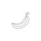 Single one line drawing of whole healthy organic banana for orchard logo identity. Fresh tropical fruitage concept for fruit