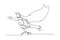 Single one line drawing young happy business man spreading a wing and pretend as super hero who flying using an office chair.