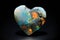 A single opal in the shape of a heart isolated on a dark background. AI generative