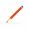 Single orange graphite pencil 3D with eraser school office supply object