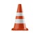 Single orange traffic warning cone or pylon isolated on white background - under construction, maintenance or attention concept