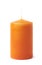 Single orange wax candle isolated