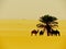 Single pal tree with camels