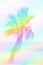 Single palm tree growing on a beach. Turquoise sea blue sky. Beautiful rainbow colors toning. Tropical vacation relaxation fun