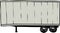 Single parked gray cargo shipping trailer