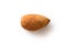 single peeled young almond on a white background, isolate, nut antioxidant.