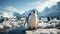 A single Penguins in antarctica infront closeup view