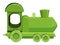 Single picture of green train on white background