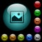 Single picture icons in color illuminated glass buttons