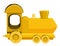 Single picture of yellow train on white background