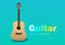 A single piece of international guitar on a bluish green background for your work.