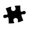 Single piece of jigsaw puzzle. Simple flat black vector silhouette