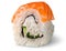 Single piece of sushi roll of Philadelphia rotated