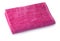 Single pink cloth towel isolated