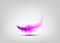 Single pink feather vector isolated on grey background. Levitation plume, lightness concept