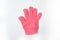 Single of pink heat resistant knit glove on white background Item provide protection from burns and injury to heat