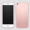 Single pink mobile template with blank screen on white background, detailed front and back side.