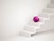 Single pink sphere on stairs