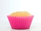 Single plain cupcake in pink silicone mould